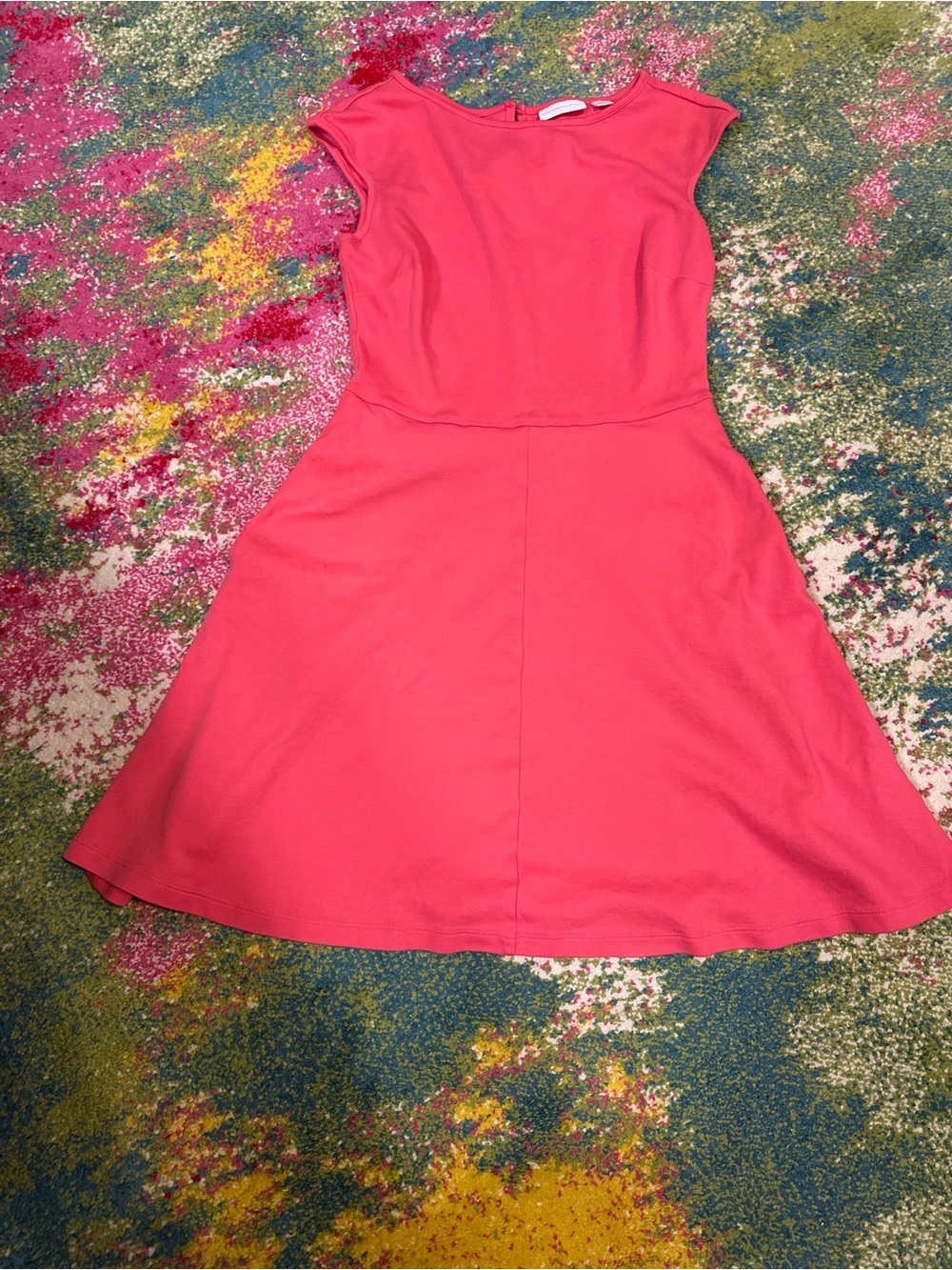 Women's Coral Cap-Sleeve Fit & Flare Dress